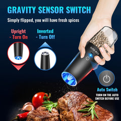 Rechargeable Electric Salt & Pepper Grinder Set by Snagg A Grinder