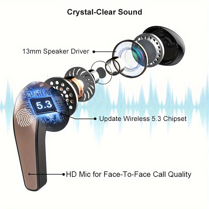 Wireless Earbuds | In-Ear Headphones with Mic, Touch Control & LED Display (40H Playtime) by Snagg An EarBud