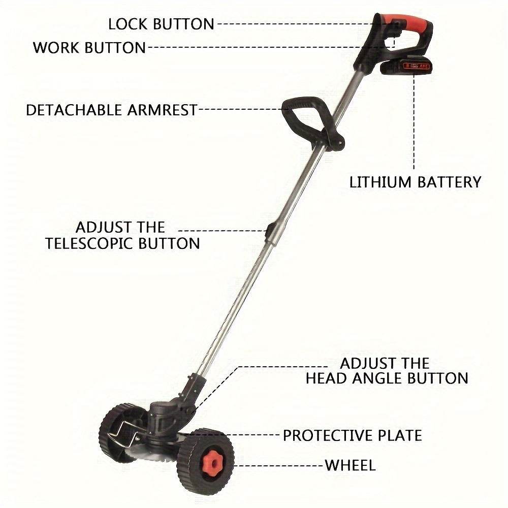 Cordless 21V Lawn Trimmer with Wheels - SnaggIt