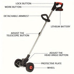 Cordless 21V Lawn Trimmer with Wheels - SnaggIt