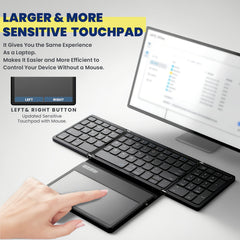 Portable Foldable BT Keyboard with Large Touchpad for Android, Windows, iOS, Mac, PC, Tablet, Phone by Snagg A Wireless Keyboard