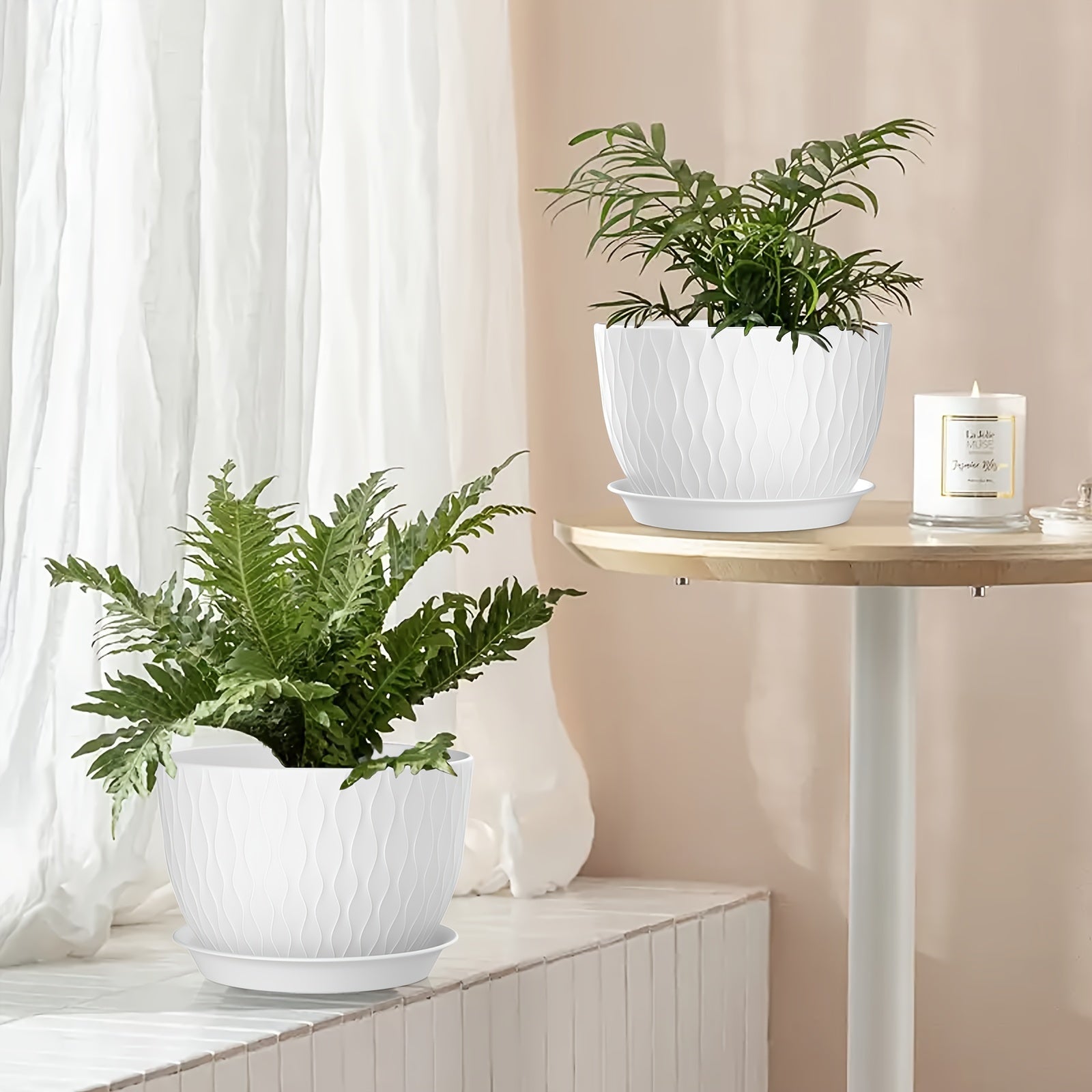 3pcs 12" Plastic Planters with Trays by Snagg A Pot