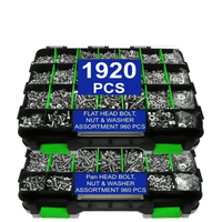 1920pcs Nut and Bolt Assortment Kit Stainless Steel Phillips Pan Head & Countersunk Bolts with Double-Sided Toolbox