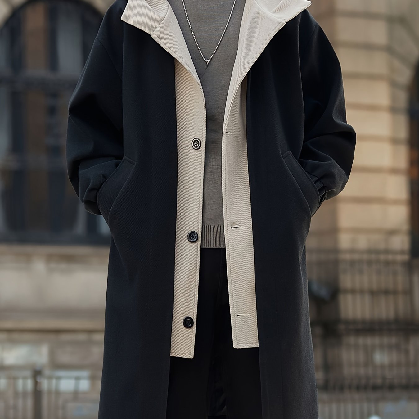 Men’s Casual Hooded Tweed Trench Coat by Snagg A Coat