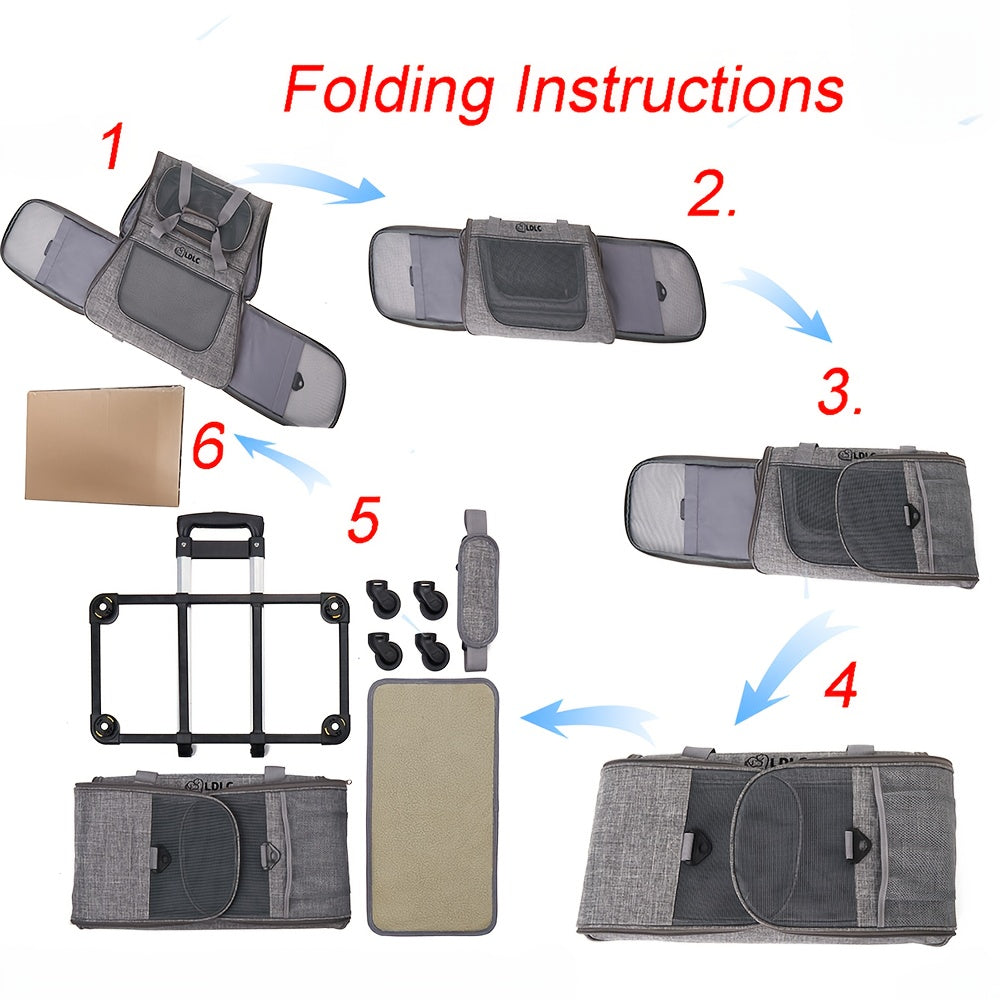 Portable Travel Pet Rolling Carrier with Detachable Handle & Wheels by Snagg A Pet Carrier