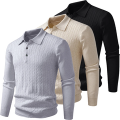 Men’s V-Neck Knit Polo Sweater | Refined Ribbed Autumn/Spring Essential