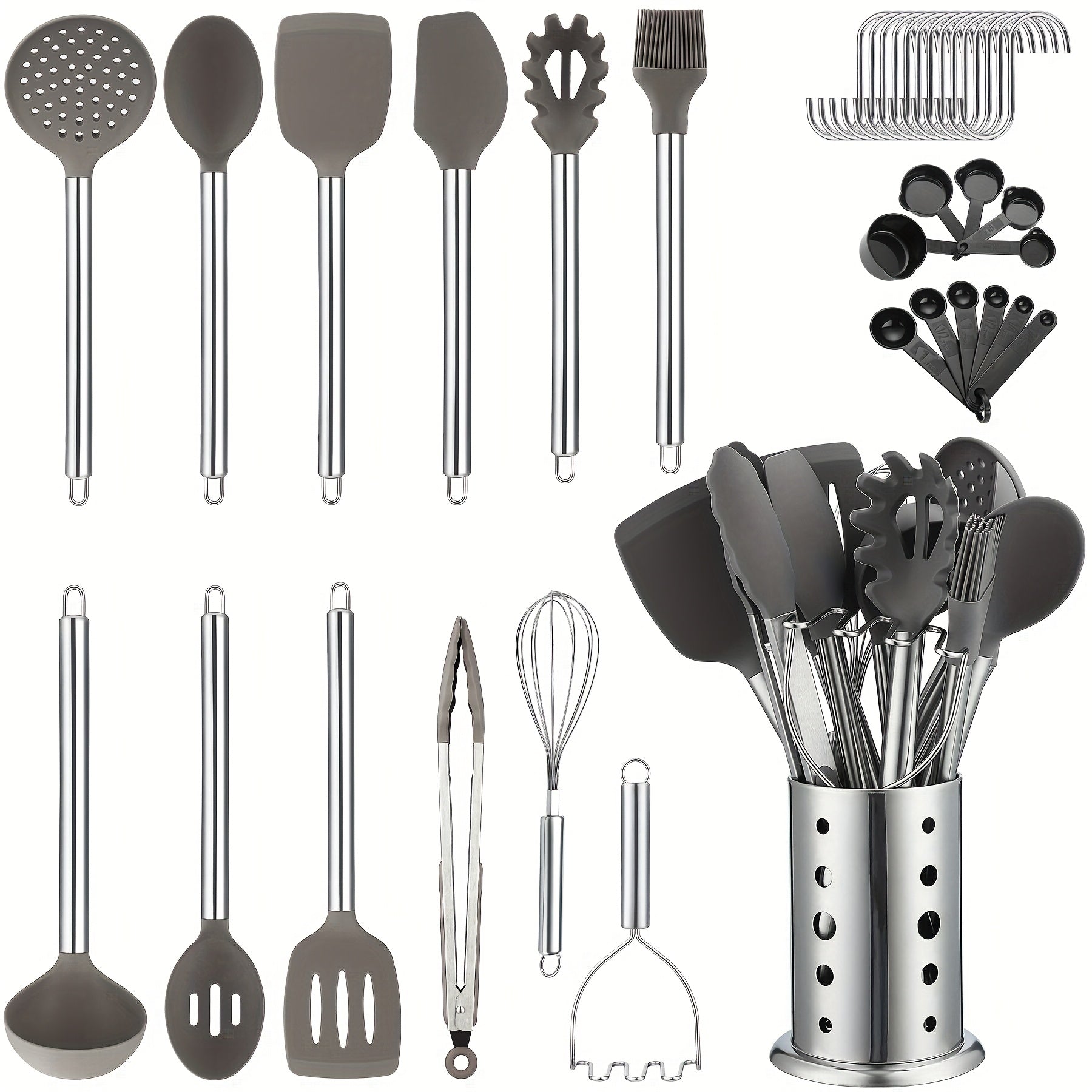 39pcs Stainless Steel & Silicone Cookware Set by Snagg A Utensil