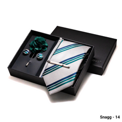 8cm Paisley & Stripe Necktie with Handkerchief & Cufflinks