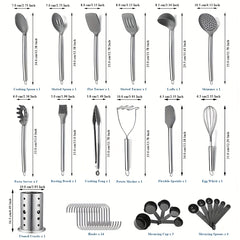 39pcs Stainless Steel & Silicone Cookware Set by Snagg A Utensil