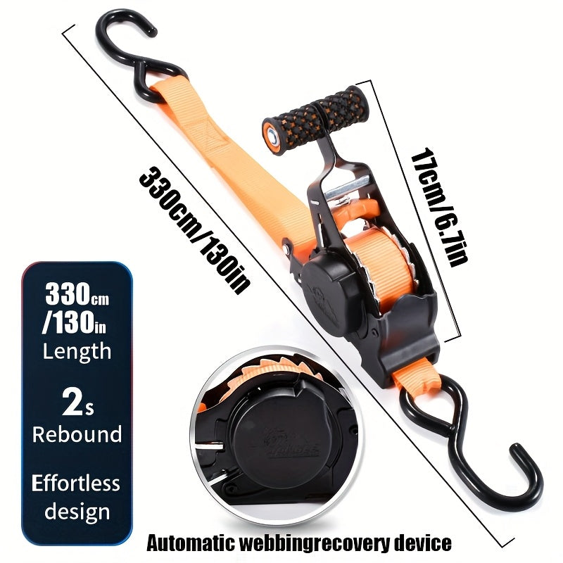 Heavy Duty Retractable Cargo Straps by Snagg A Ratchet Strap