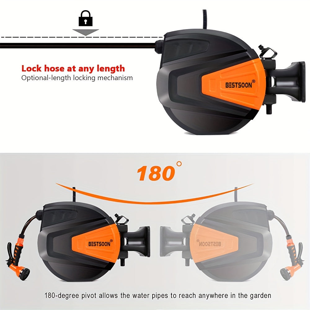 Retractable Garden Hose Reel with Auto Rewind by Snagg A Garden Hose