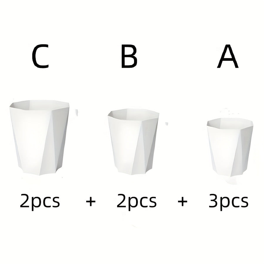 7pcs Geometric Plastic Flower Pots with Drainage by Snagg A Pot