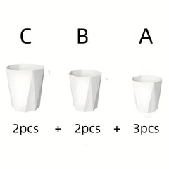 7pcs Geometric Plastic Flower Pots with Drainage by Snagg A Pot