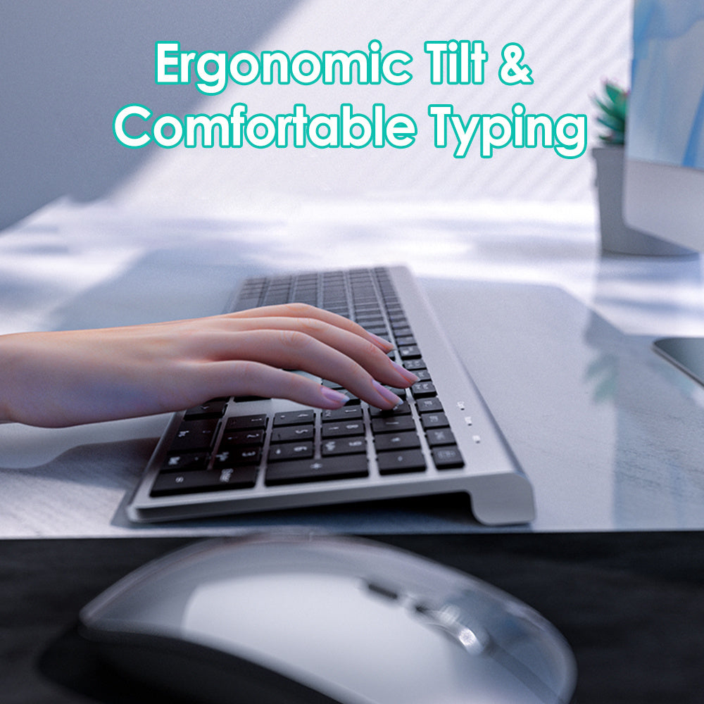 Ultra Thin Wireless Keyboard & Mouse Set Design with Multi Device Bluetooth Connectivity by Snagg A Keyboard