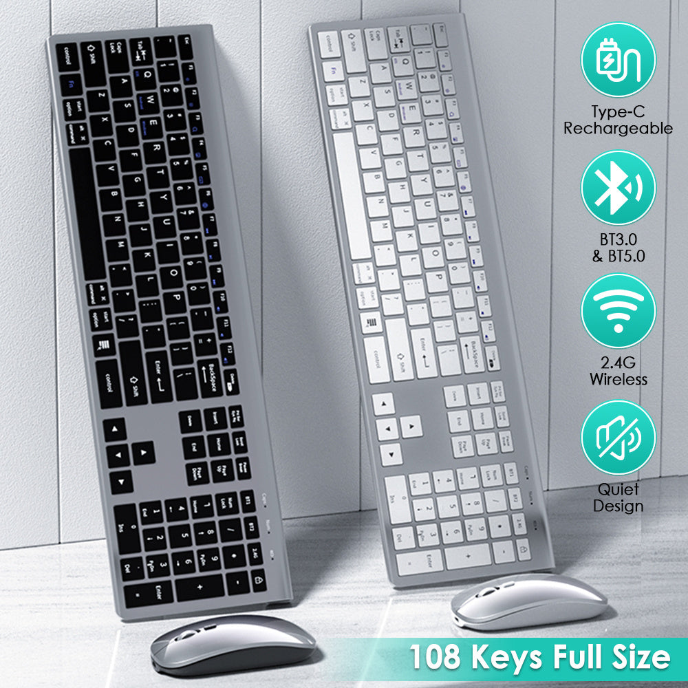 Ultra Thin Wireless Keyboard & Mouse Set Design with Multi Device Bluetooth Connectivity by Snagg A Keyboard