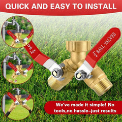 Brass Y-Valve Garden Hose Splitter – 3/4" by Snagg A Valve