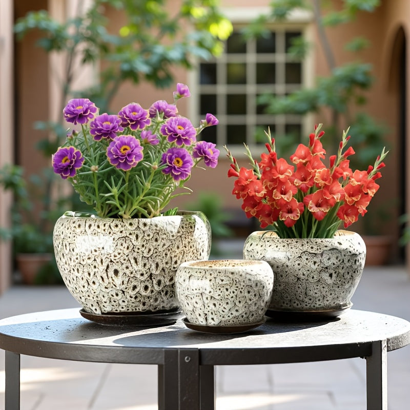3pcs Decorative Flower Pots with Trays by Snagg A Pot