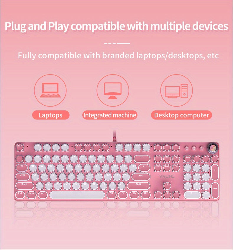 Pink Mechanical Keyboard – Retro Punk Keycaps with Blue Switches by Snagg A Keyboard