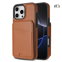 2 in 1 Detachable Card Pocket Magsafe Case – for iPhone 16 Series - C - Brown / Phone Cases & Covers