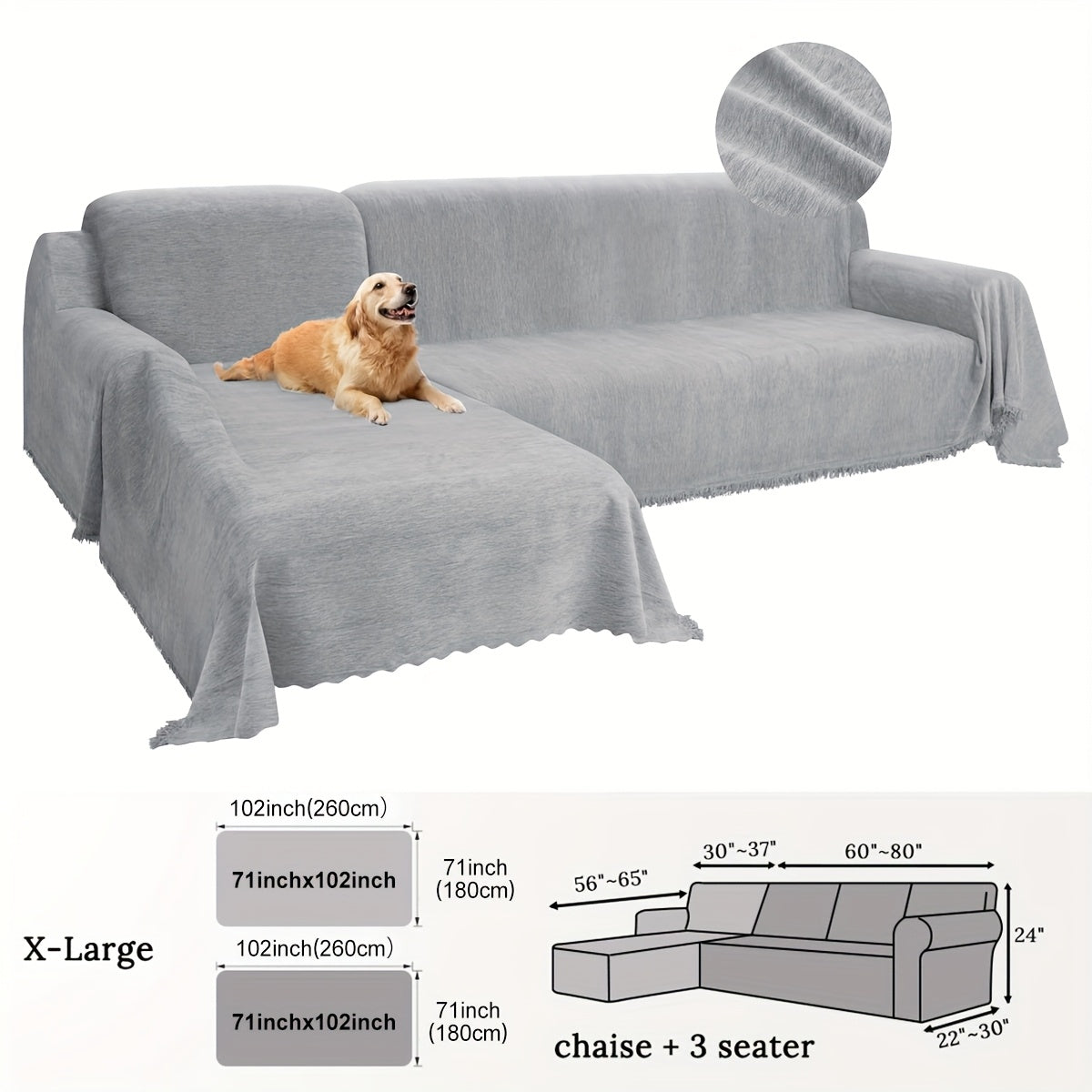 2pcs Chenille Sofa Covers Modern, Pet-Friendly & Double-Sided by Snagg A Sofa Cover