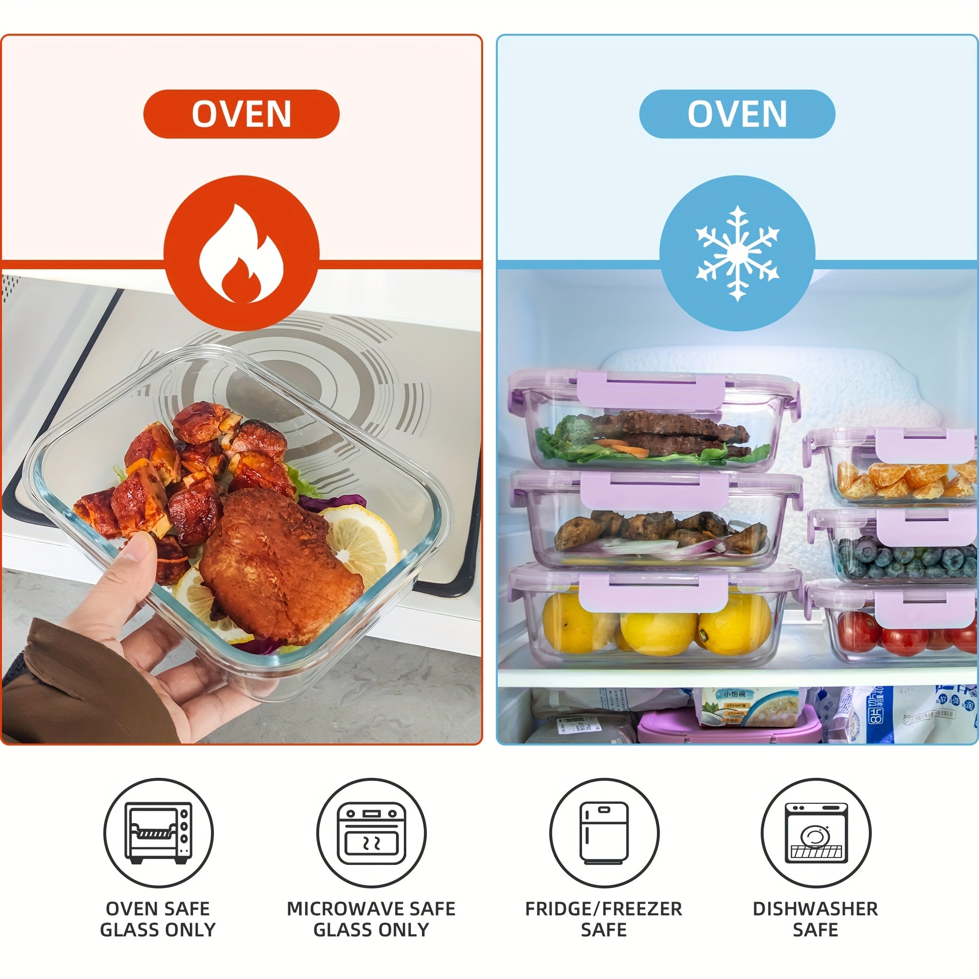 10 Pack Borosilicate Glass Meal Prep Containers by Snagg A Container