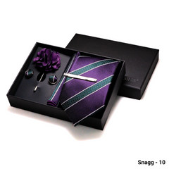 8cm Paisley & Stripe Necktie with Handkerchief & Cufflinks