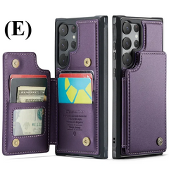 Luxury Leather Wallet Card Case – Samsung Galaxy S24 Series - E - Purple / Ultra - Phone Cases & Covers