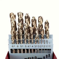 25 Piece M35 Cobalt Drill Bit Set — 1.0–13.0mm HSS-Co Twist Bits