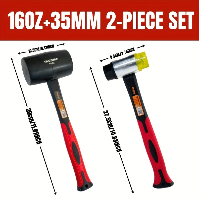 2 / 3 Pcs Shock Absorbing Hammer Set – Home Repair & DIY Essential - 2-piece (16oz + 35mm) - General Hand Tools