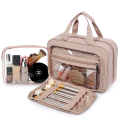 Women's Large Waterproof Cosmetic Bag – Travel Makeup Pouch Organiser with 360° Swivel Hook