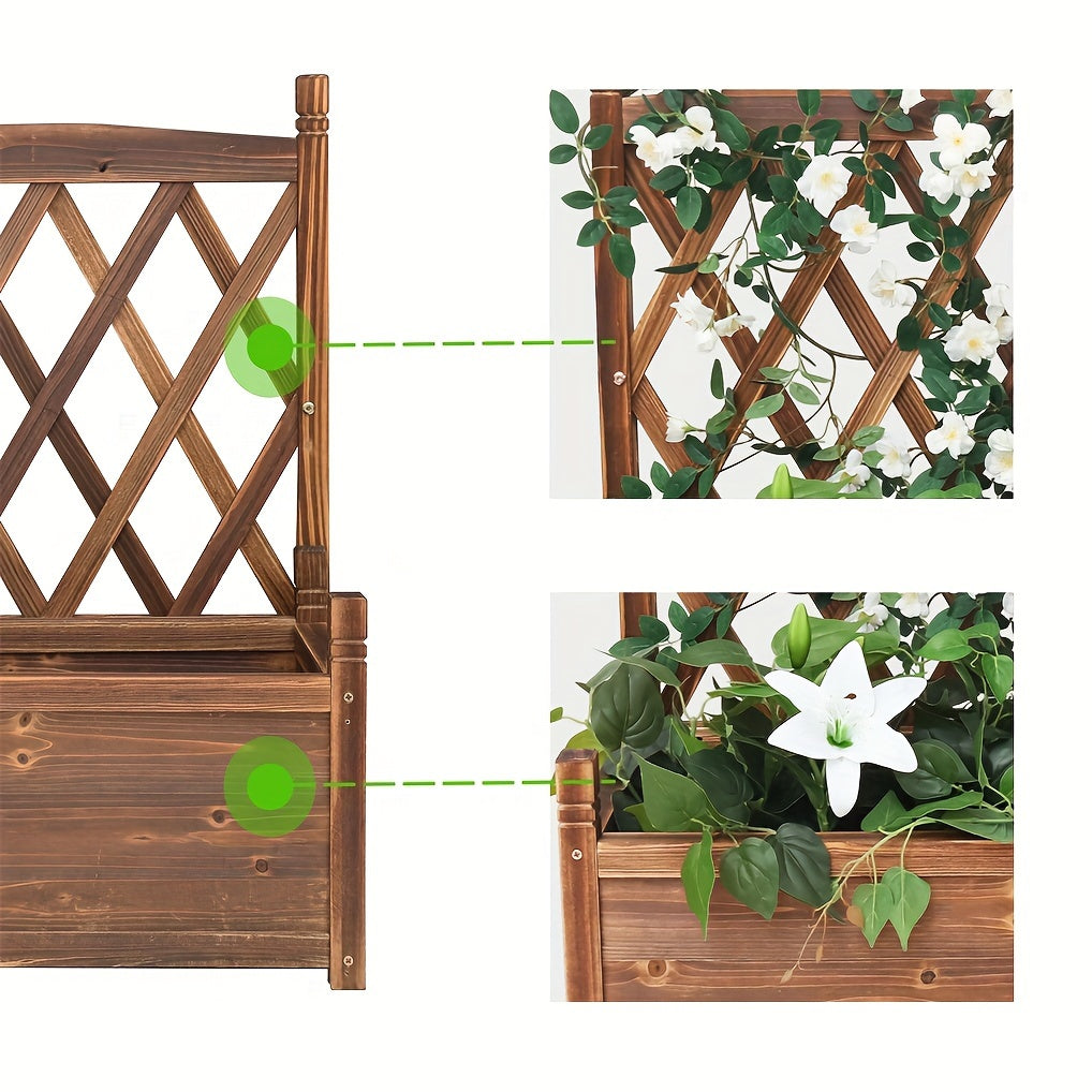 Wooden Raised Planter Box with Trellis by Snagg A Garden Bed