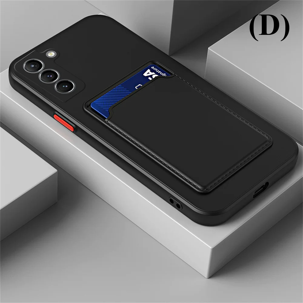 TPU Soft Silicone Card Slot Wallet Case – for Samsung Galaxy S25 Series - D - Black / For Ultra - Phone Cases & Covers