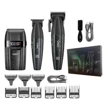 Professional Barber Combo V-640 – 9000 RPM Master Clipper & DLC Precision Trimmer Set with Advanced Turbo Technology