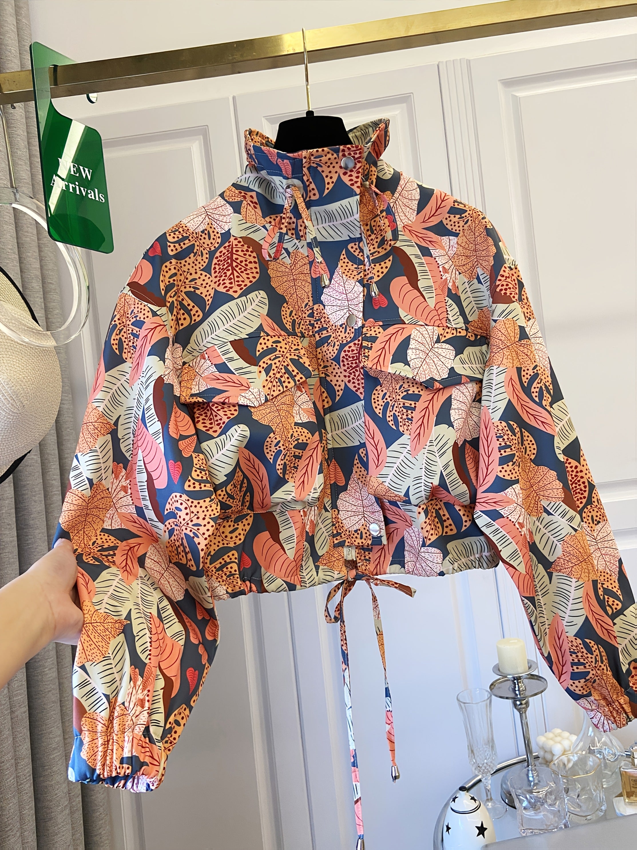 Women’s Casual Short Jacket with Tropical Floral Print by Snagg A Jacket