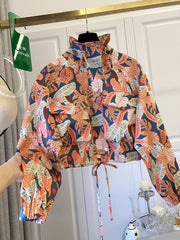Women’s Casual Short Jacket with Tropical Floral Print by Snagg A Jacket