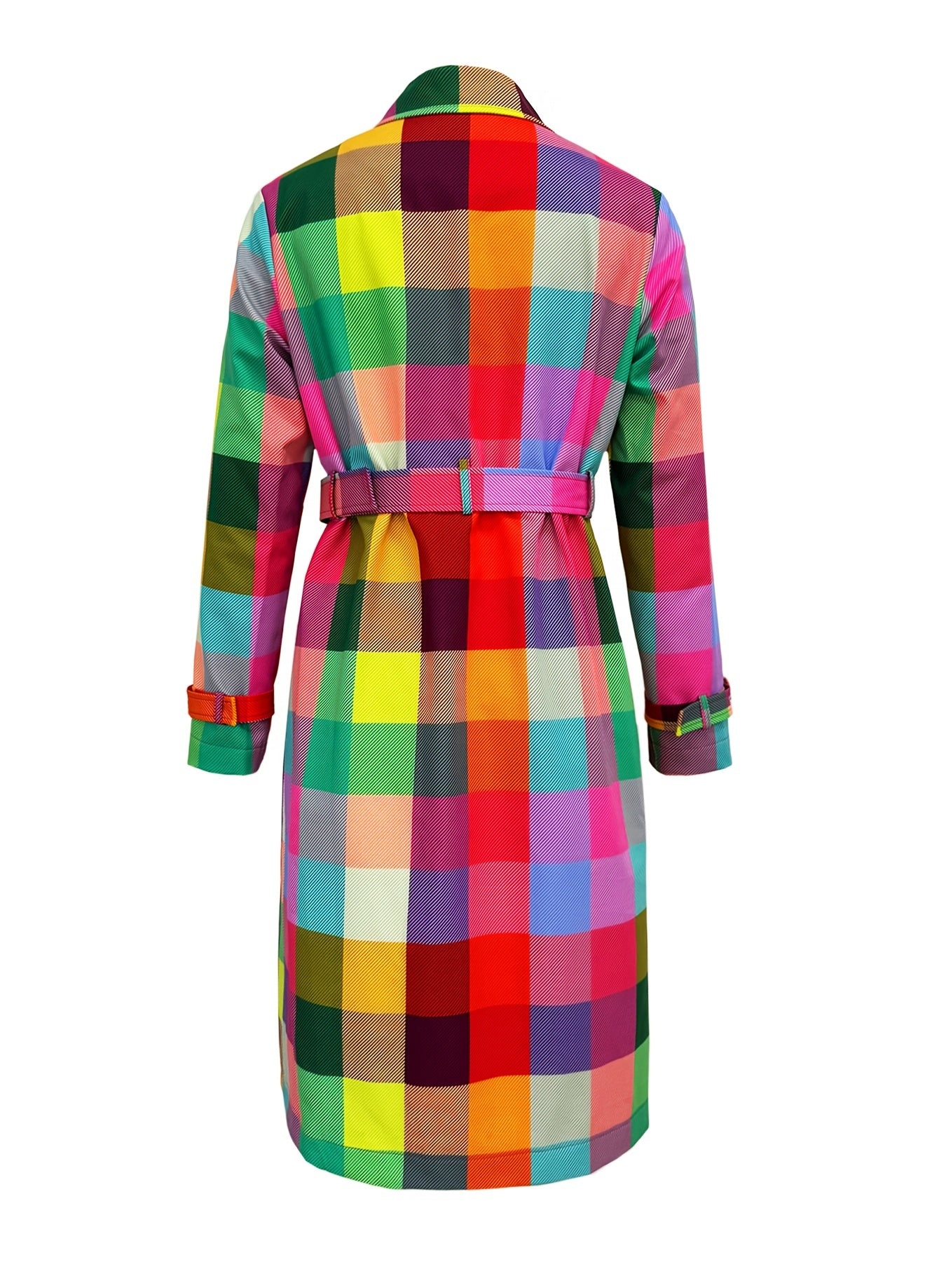 Women’s Plaid Print Trench Coat with Belt by Snagg A Jacket