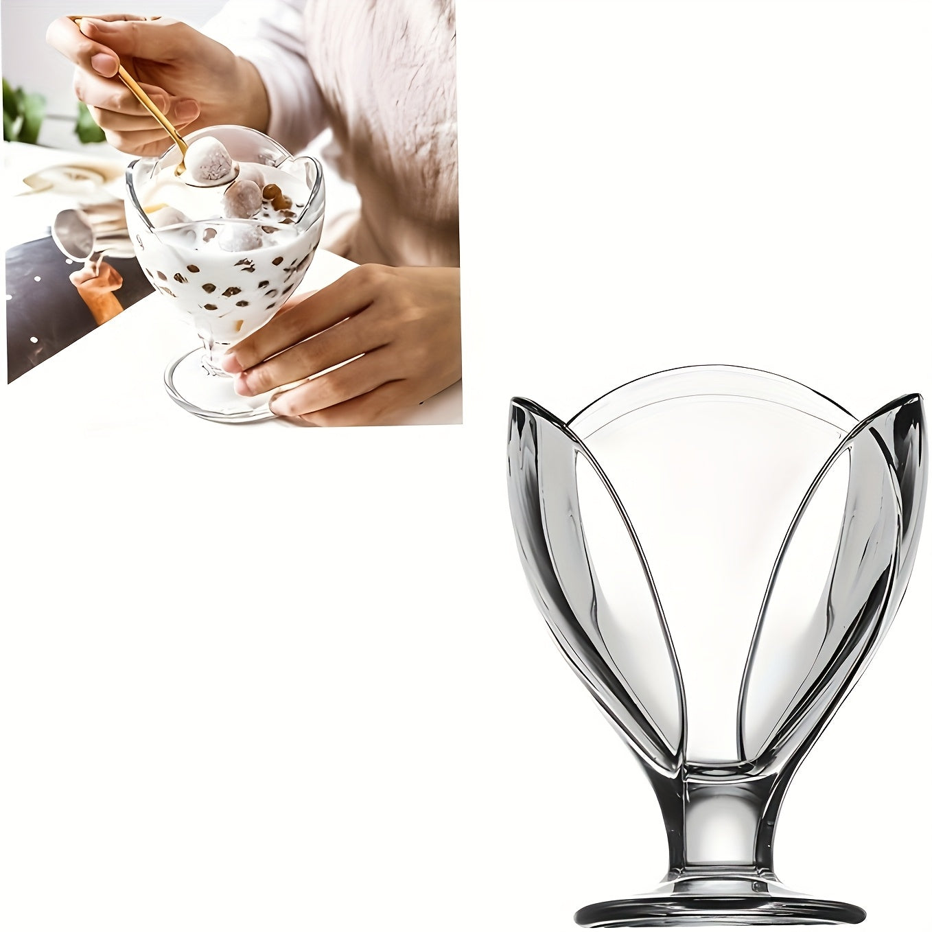 Petal Shaped Glass Ice Cream Cups For Parties And Weddings by Snagg A Cup