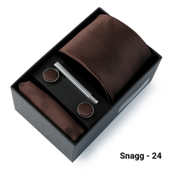 Luxury Men’s Tie Set Solid Colour Slim Necktie Hanky Cufflinks & Clip - Snagg - 24 - Others In Fashion