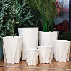 7pcs Geometric Plastic Flower Pots with Drainage by Snagg A Pot
