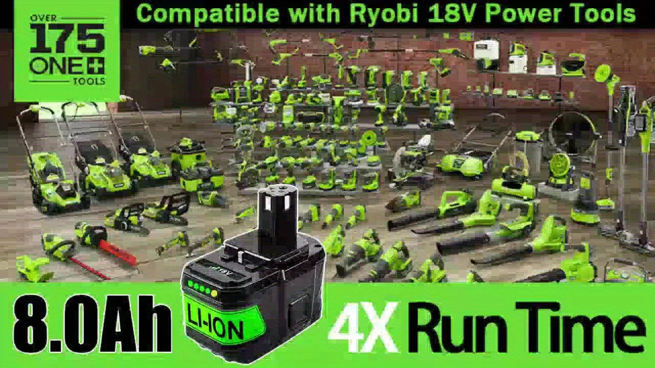 8.0Ah High-Capacity Replacement Battery for Ryobi 18V ONE+