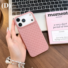 Braided Textured Breathable Shockproof Back Case – for iPhone 17 Series - D - Pink / iPhone17 Pro - Phone Cases & Covers