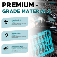 35pcs Magnetic & Deep Nut Driver Set - SnaggIt