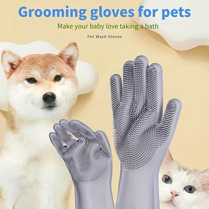 4pcs Pet Bathing & Grooming Gloves - SnaggIt
