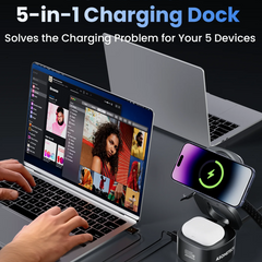 65W GaN USB-C 5-in-1 Foldable Magnetic Wireless Charging Station | MacBook iPhone Apple Watch AirPods