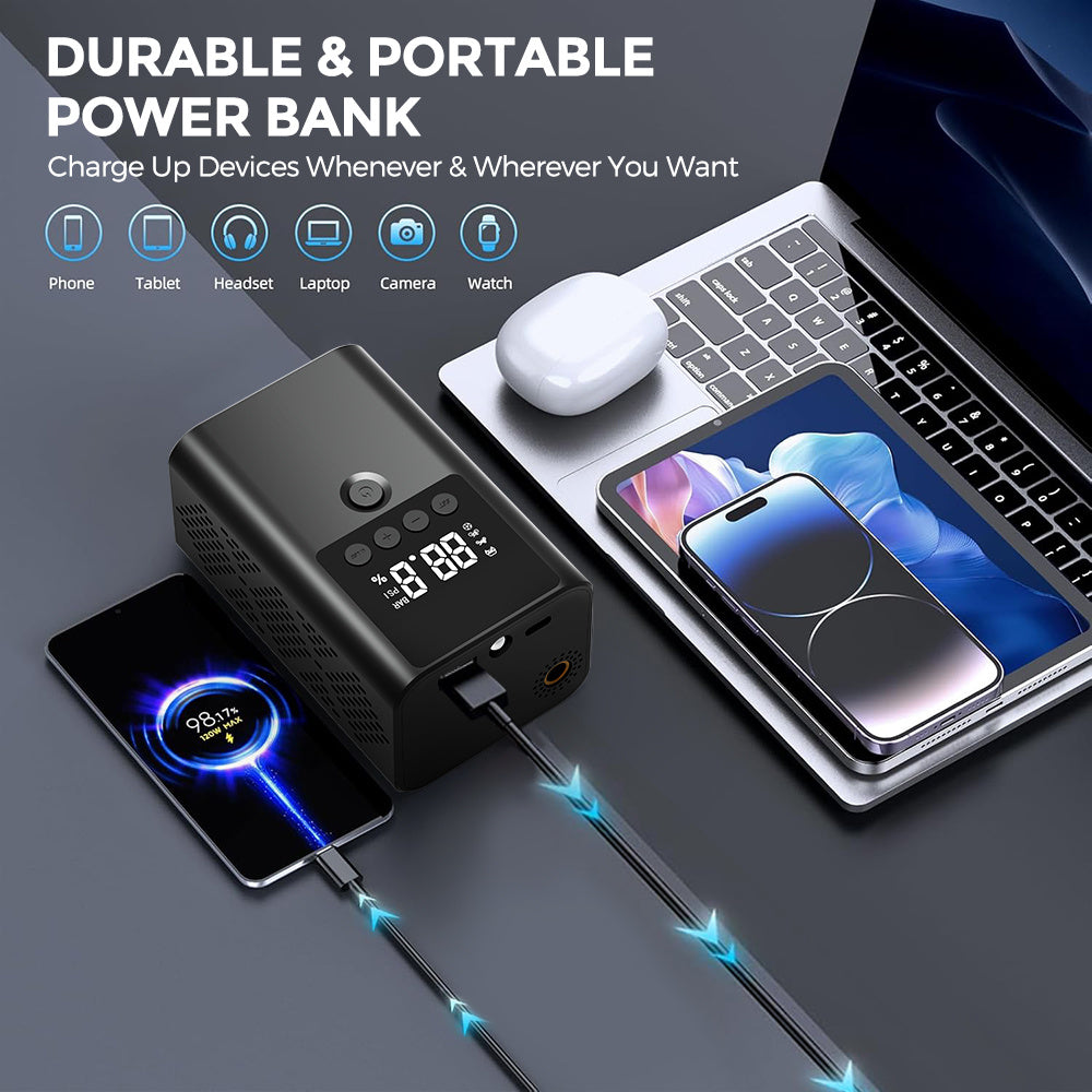 150PSI Portable Car Jump Starter with Air Compressor by Snagg A Jump Starter