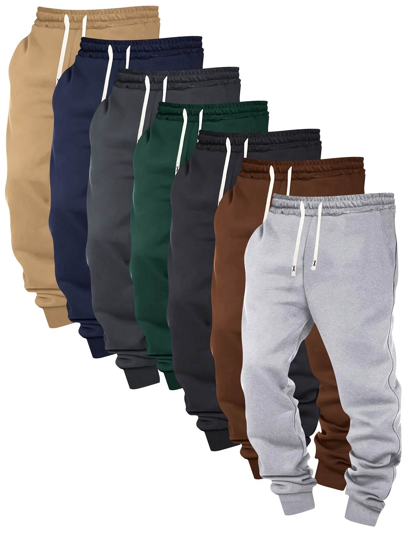 7pcs Men’s Solid Color Joggers – All-Season Sportswear Pack - SnaggIt