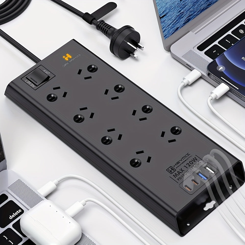 120W Powerboard with 8 Outlets & USB | Fast Charging Surge Protector (1.8m) by Snagg An Extension Cable