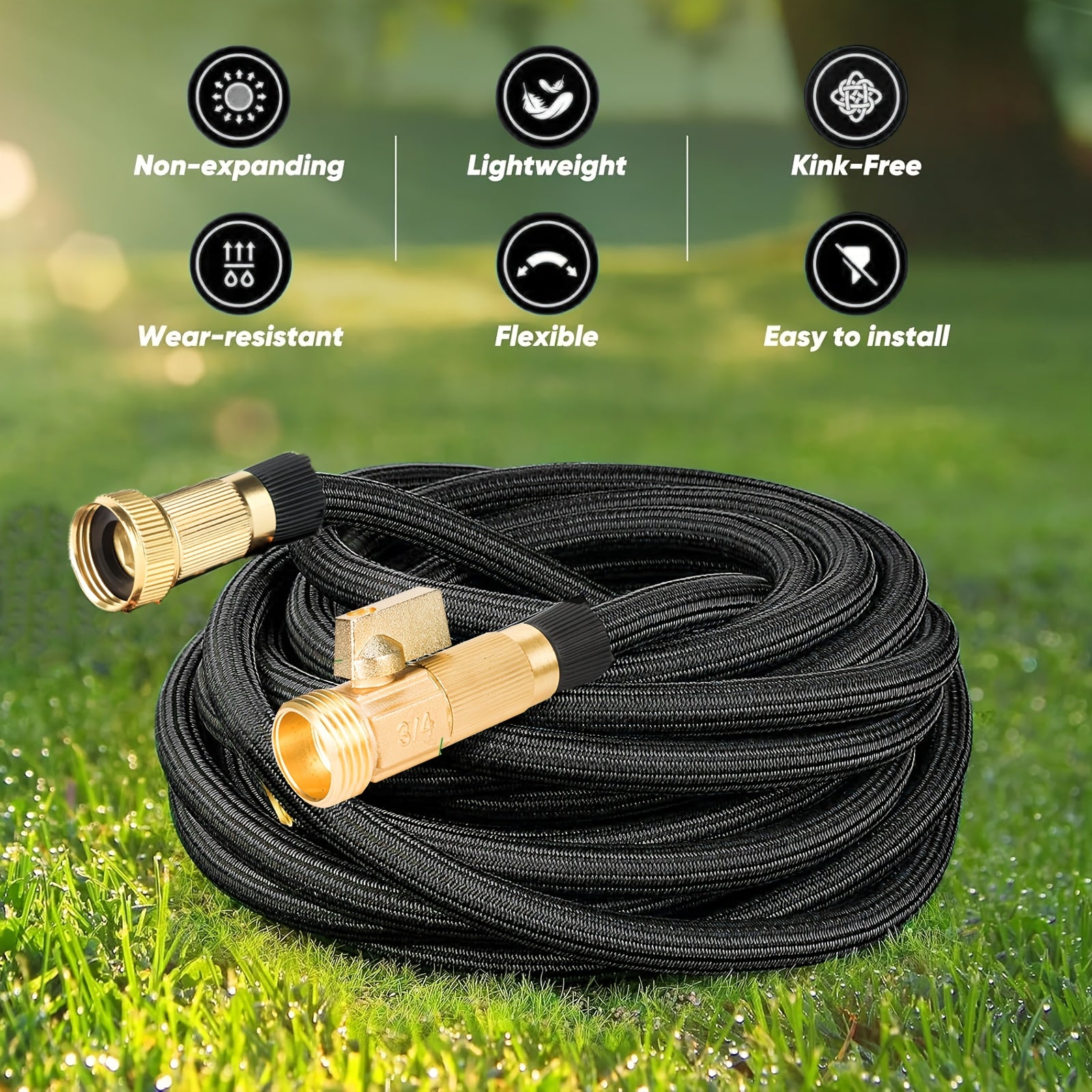 100FT Heavy-Duty Rubber Garden Hose