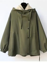Unisex Two-Tone Hooded Trench Coat with Drawstring Waist by Snagg A Jacket