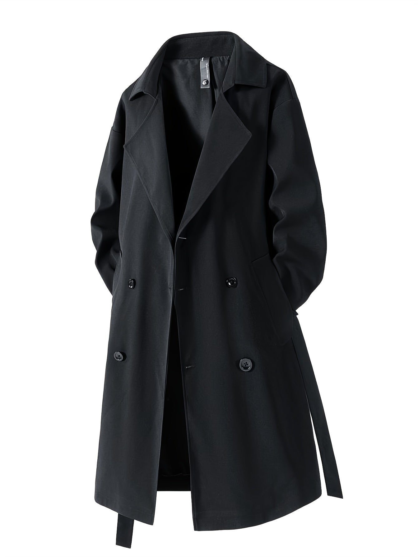 Elegant Men’s Black Double-Breasted Trench Coat by Snagg A Coat